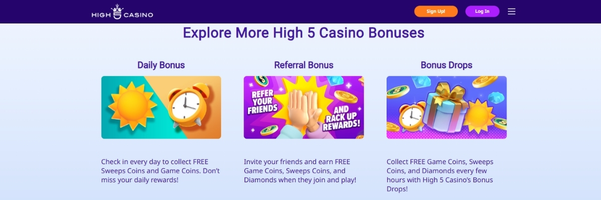 high 5 casino sweepstake bonuses